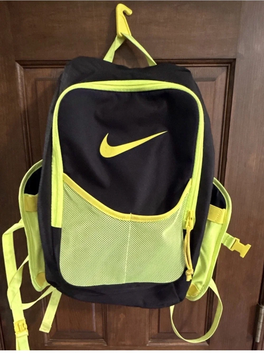 Nike Kids Black and Neon Yellow-Green Baseball Backpack